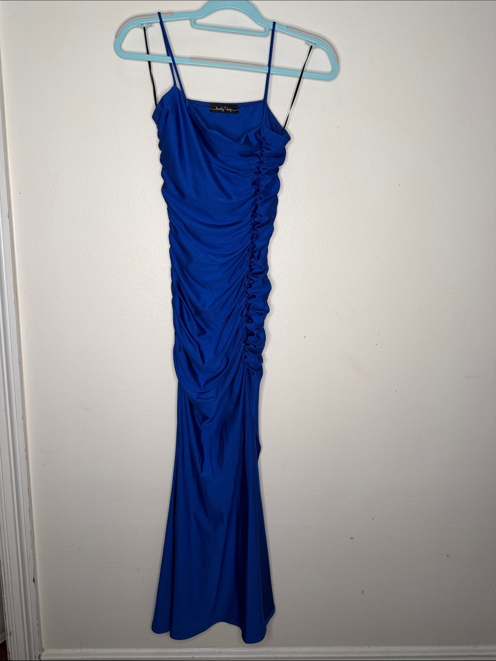 Lovely Day Cobalt Blue Ruched Maxi Dress